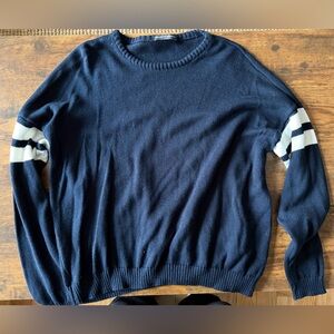 Brandy Melville Veena Dark Blue Sweater with Striped Sleeves